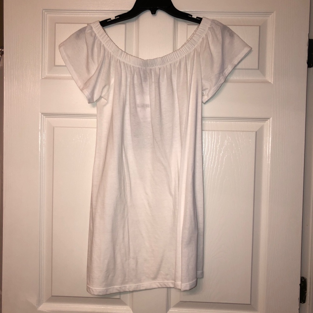 White shoulder dress